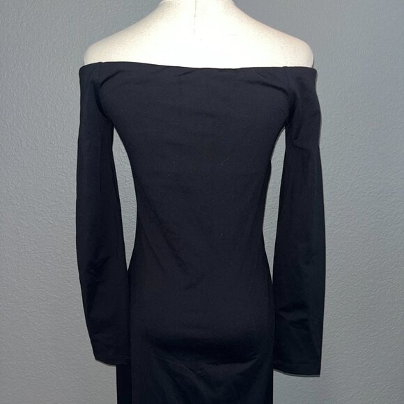 SUSANA MONACO BODYCON OFF-SHOULDER MAXI DRESS BLACK GOTH -WHIMSIGOTH - WITCHY -S - Picture 5 of 9